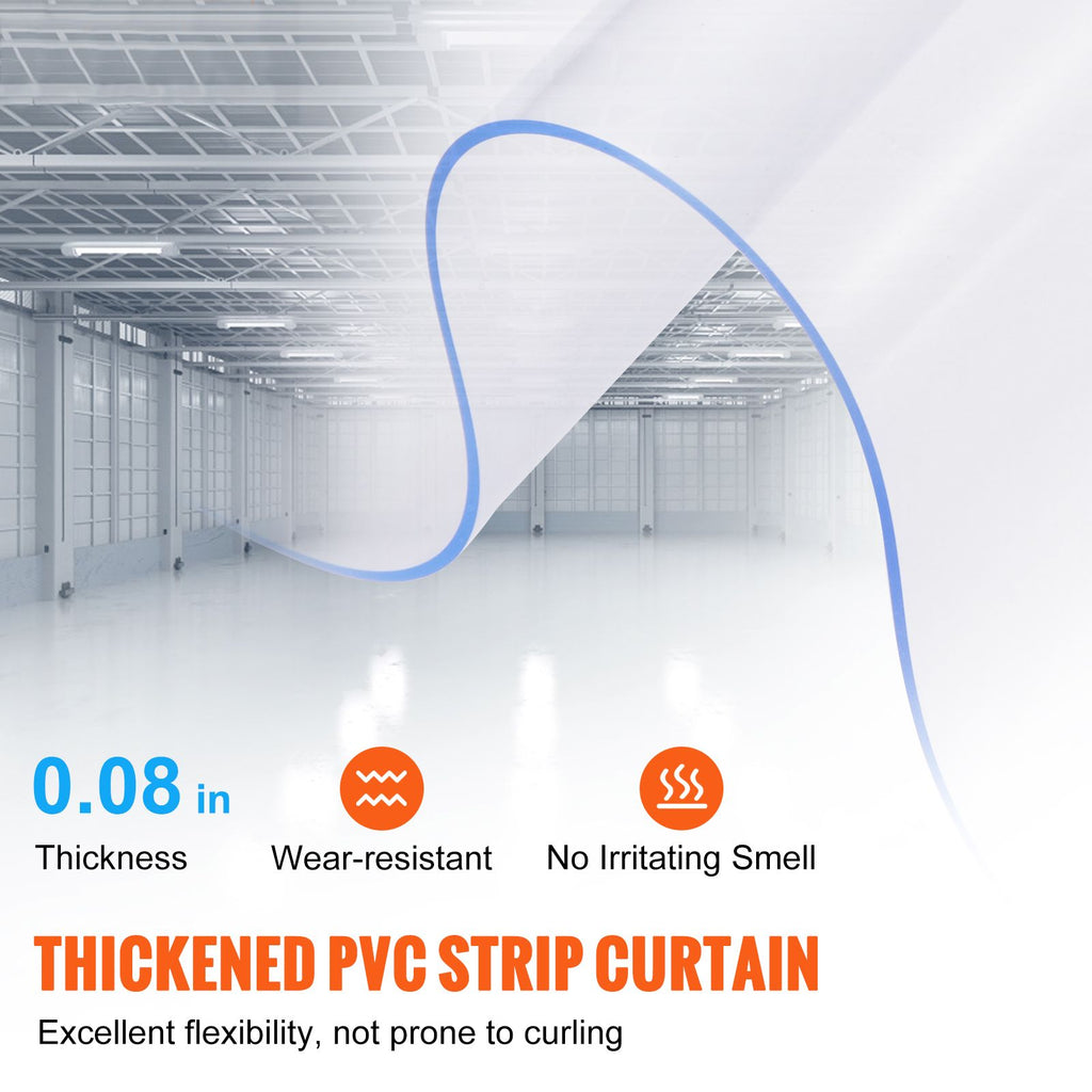 Strip Curtain, 96" Height x 72" Width, 0.08" Thickness, 12PCS Clear PVC Strip Door Curtain, Freezer Curtain, Plastic Door Strips for Walk in Freezers, Coolers & Warehouse Doors, with 50% Overlap image 2