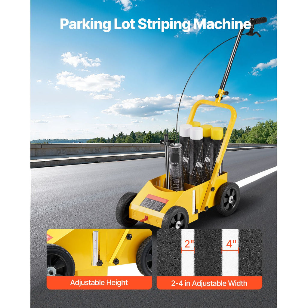 Striping Line Marking Machine, 24 x 13 x 35.4 in, 4-Wheel, Heavy Duty Striping Line Marking Machine, Striping Line Machine with Adjustable Width, for Roads, Parking Lots, Sports Field, Yellow image 2