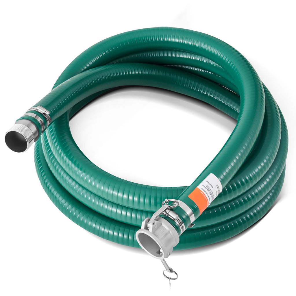 Suction Hose, 2 in x 20 ft, Green High Quality Hose, with Camlock Connectors, and Aluminum Fittings, Fit Various Pumps, for Sewage Treatment, Water Transportation and More Agricultural Purposes