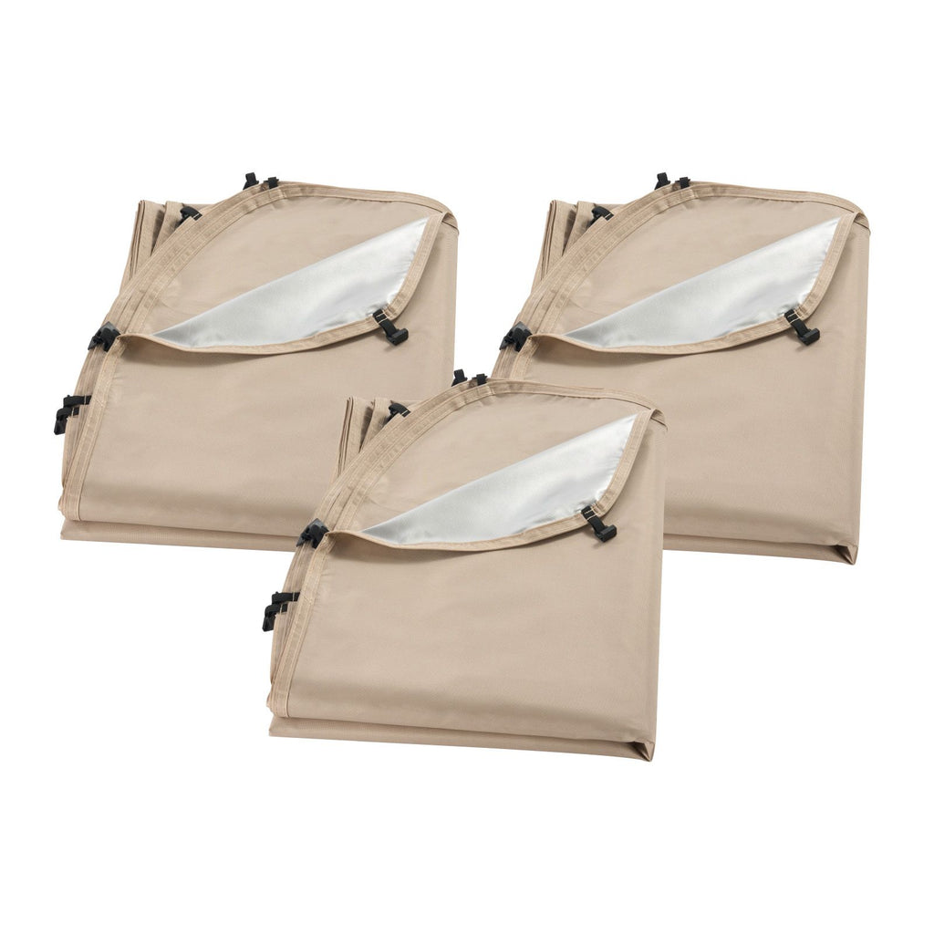 Sun Shade Sail Canopy Covers, Fit for 12 x 11 ft Screen House Tent, Sun Protection, 5.51 x 4.59 ft 300D Oxford Silver-Coated Fabric, Pack of 3 (Not Include Tent), for Outdoor Activities, Beige