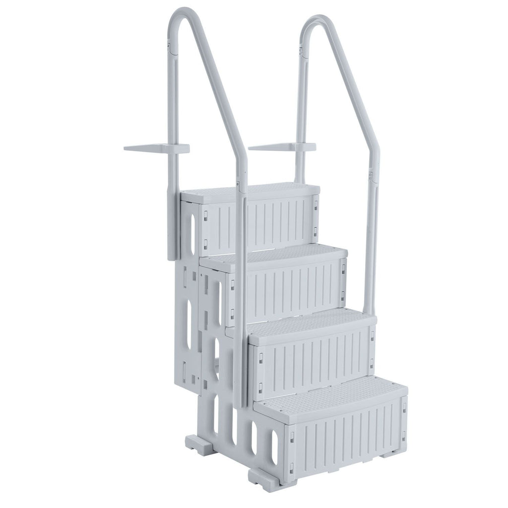 Swimming Pool Ladder, 4-Step Double Handrails Stairs with Non-slip Heavy Duty Steps, Reliable 400 lbs Max Load Capacity, for 48-54 In Inground & Above-ground Pools of Any Decking Surface, Grey