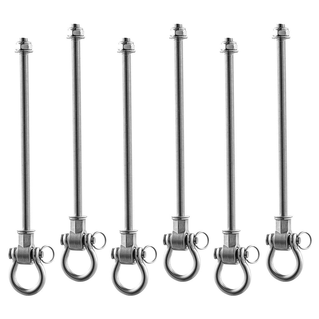 Swing Hangers, 6 Pack Heavy Duty Swing Brackets, 850 lbs Each Load Capacity, Smooth Bearing, Stainless Steel Hangers, Ideal for Hammocks Playground Porch Yoga Boxing Bag Indoor Outdoor, Silver