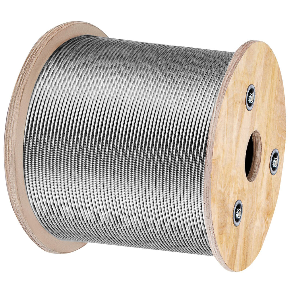 T316 Stainless Steel Cable 1/8" 7x7 Steel Wire Rope Cable 500FT Cable Railing Transport Wire Rope Cable for Railing Decking DIY Balustrade