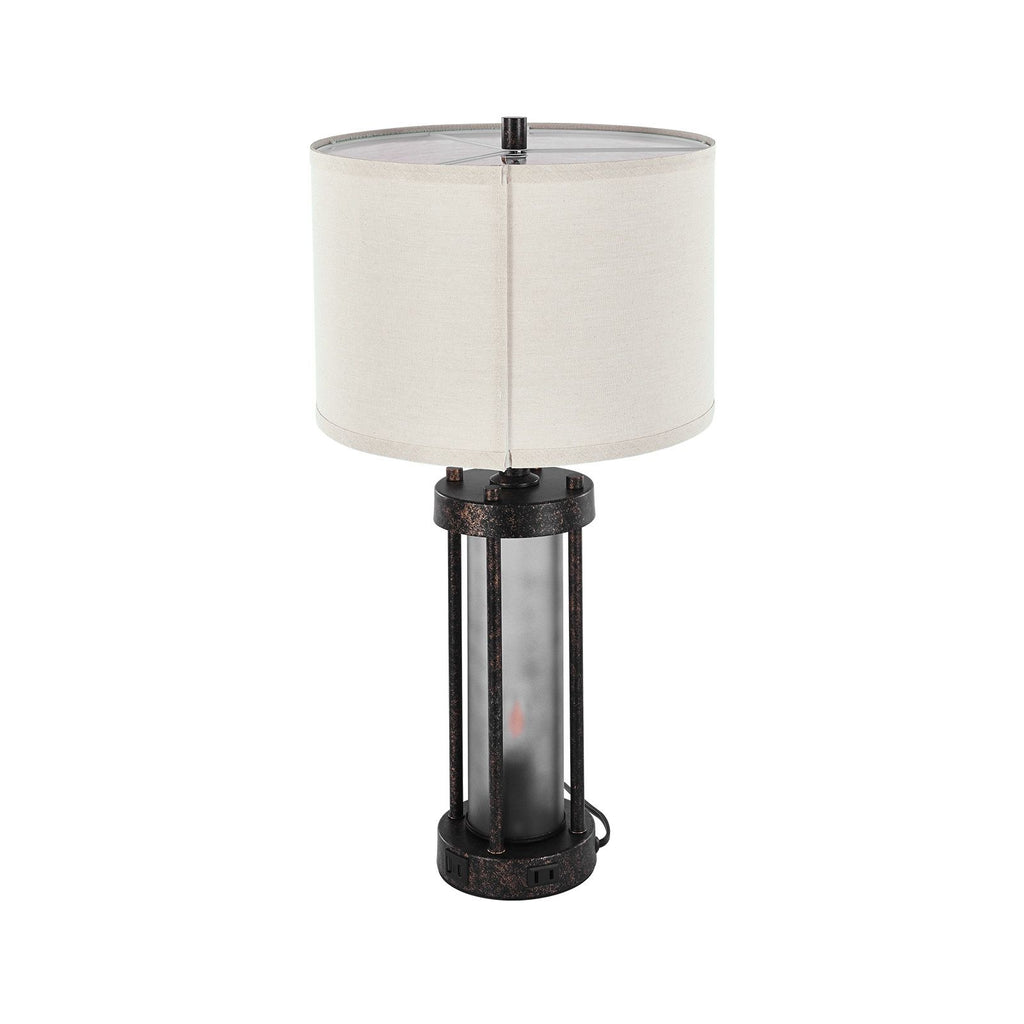 Table Lamps Set of 2, Dimmable Farmhouse Bedside Nightstand Lamps, Vintage Lamp with LED Bulb and Linen Shades, Bedside Lamp with USB C+A Ports & AC Outlet, for Living Room, Bedroom & Office