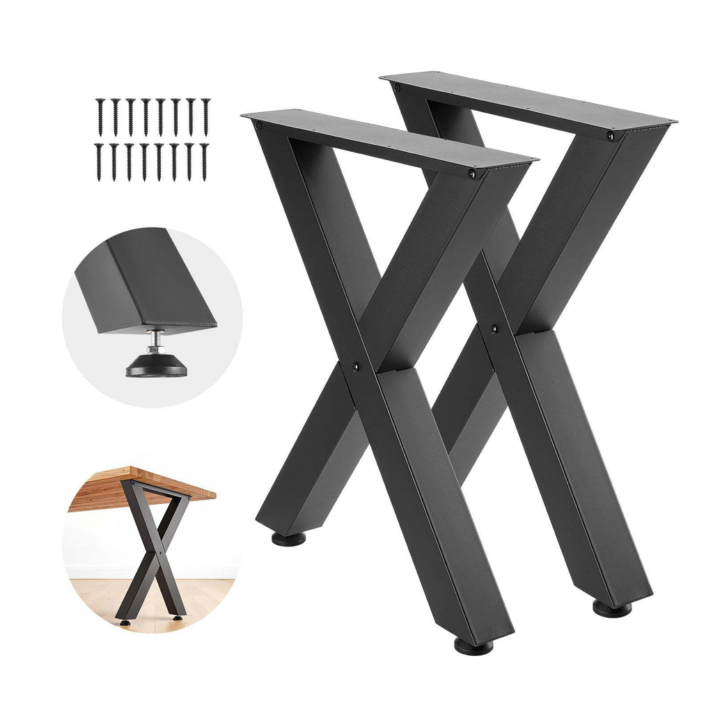 Table Legs, 29.5" H x 23.6" W Steel Furniture Legs, Modular Design, Easy Assembly, 2204 lbs Max Load Heavy Duty, for Home Office Desk, Coffee Dinner Bar Tables, Workbench,2 PCS, X Frame, Black