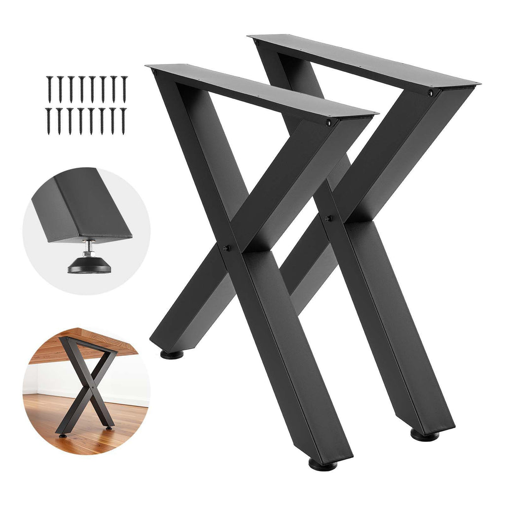 Table Legs, 29.5" H x 31.1" W Steel Furniture Legs, Modular Design, Easy Assembly, 2204 lbs Max Load Heavy Duty, for Home Office Desk, Coffee Dinner Bar Tables, Workbench,2 PCS, X Frame, Black