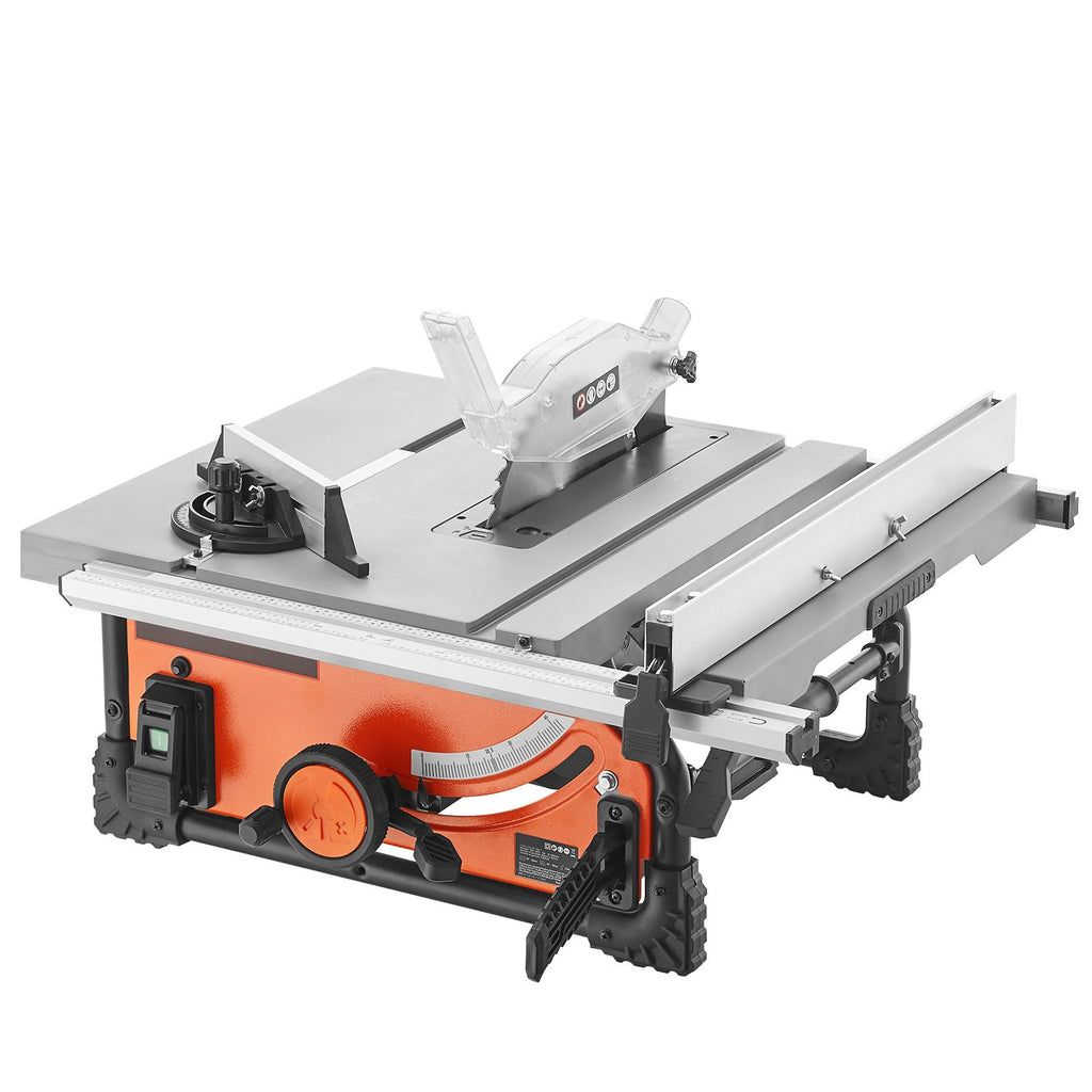 Table Saw for Jobsite, 10-inch 15-Amp, 25-in Max Rip Capacity, Cutting Speed up to 4500RPM, 40T Blade, Portable Compact Tablesaw with Sliding Miter Gauge for DIY Woodworking and Furniture Making