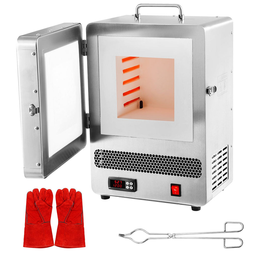 Tabletop Kiln Melter, 1500W Electric Kiln, 2192 F Max Temperature, Precise Control, Stainless Steel, Gold Melting Furnace for Wax Casting, Clay DIY, Metal Tempering, Glazing on Pottery, Silver