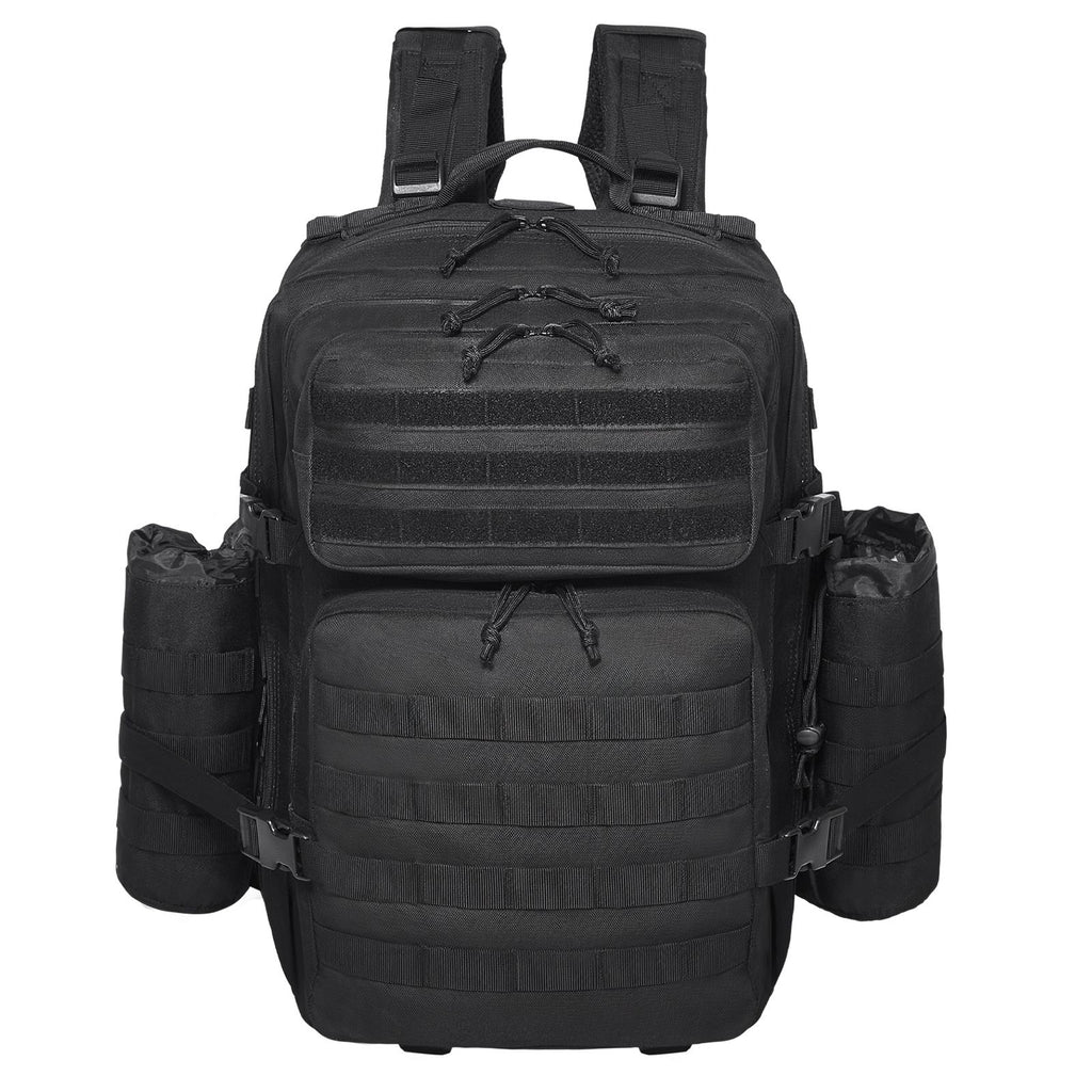 Tactical Backpack, 45L Military Tactical Backpack with Molle Design & 3 Compartments, Army Assault Pack Bag for Men and Women, Range Gear Backpack for Outdoor Adventure, Hiking, Hunting, Black