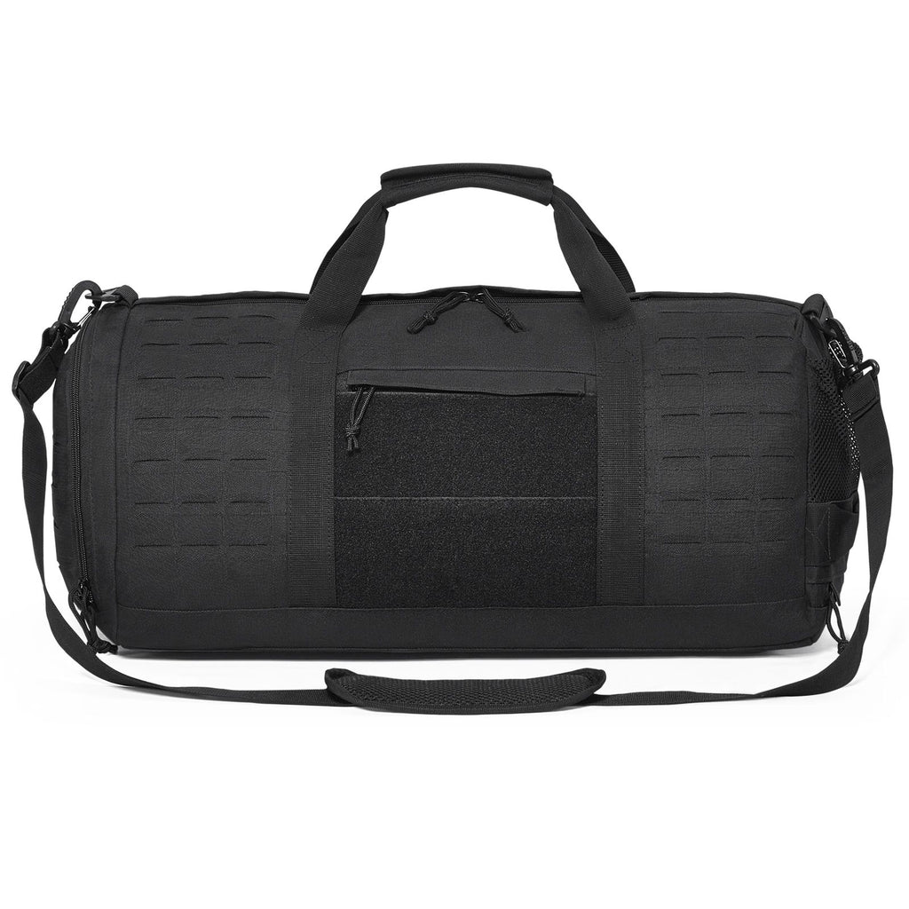 Tactical Duffle Bag, 45L Gym Bag Duffle with Molle Design and Shoe Compartment, Military Travel Bag for Men and Women, Tactical Gear Bag for Overnight, Sports, Fitness, Clothing, Travel, Black