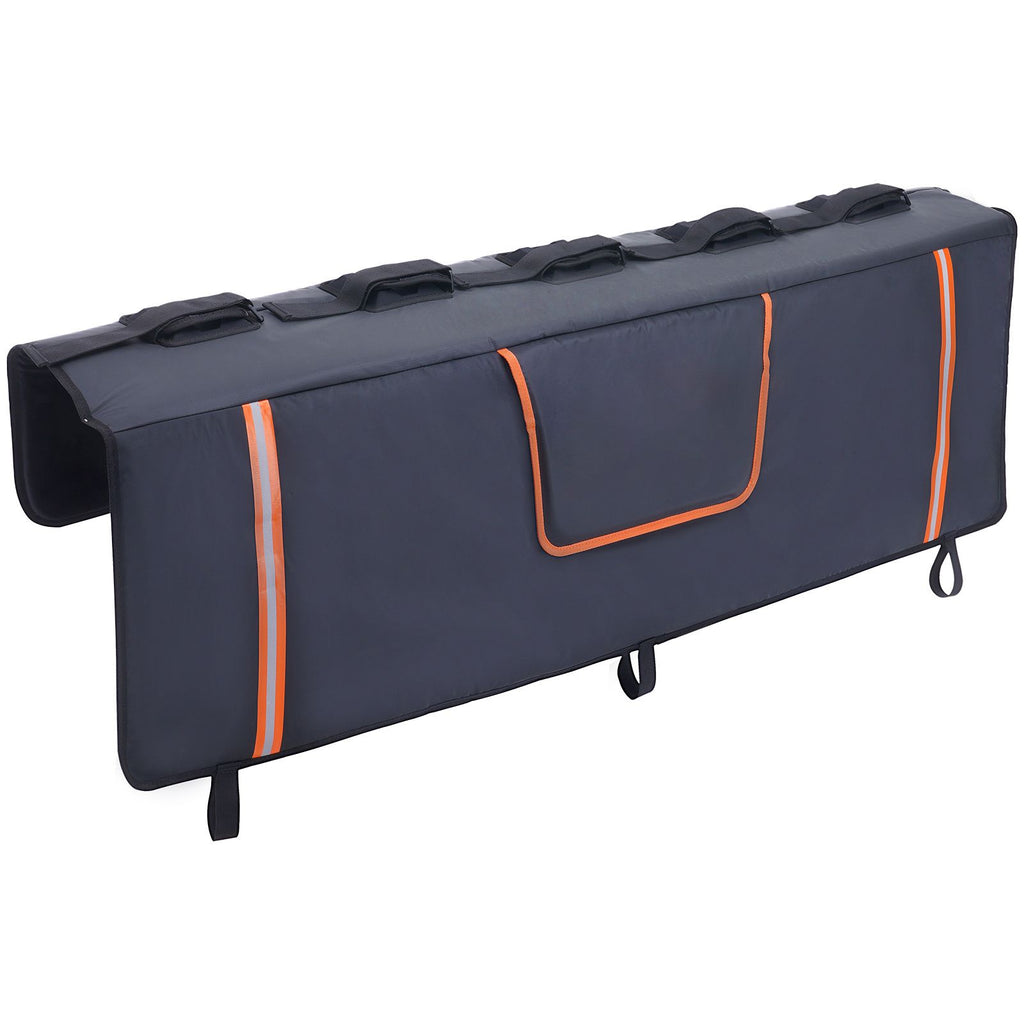 Tailgate Bike Pad, 53" Truck Tailgate Pad Carry 5 Mountain Bikes, Upgraded Grooves Tailgate Protection Pad with Reflective Strips and Tool Pockets, with Camera Opening for Mid-Size Pickup Trucks