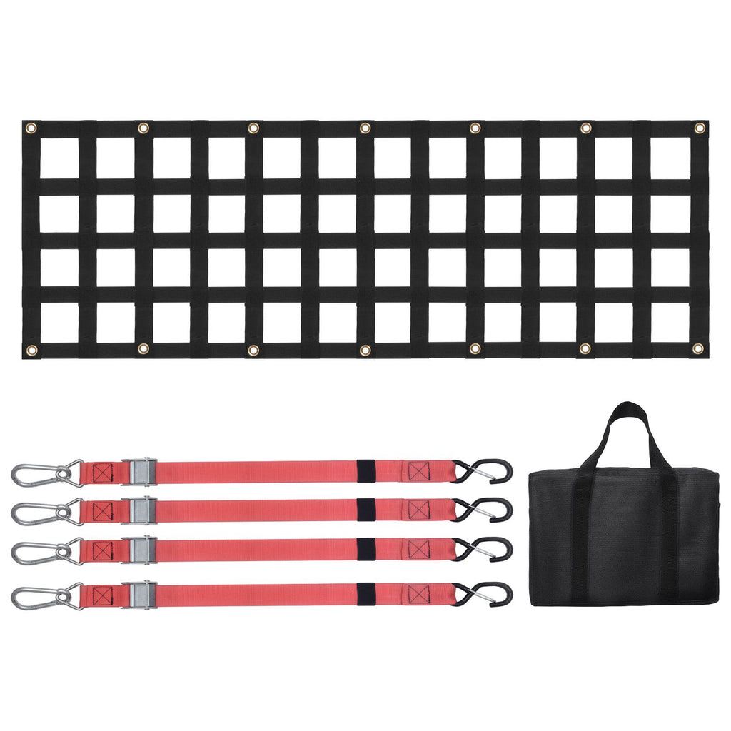 Tailgate Net, 54 in x 18 in, Heavy Duty Cargo Net for Truck Bed with 4 Adjustable Telescopic Straps, Extendable & Durable, Flexible Adjustment, Suitable for Pickup, Trailer, Truck, Jeep, SUV