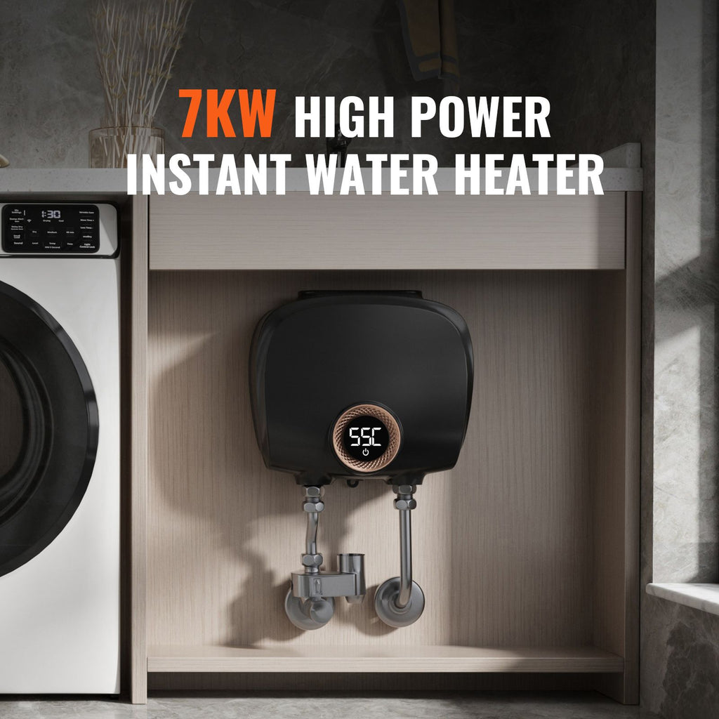 Tankless Water Heater Electric, 7kw On Demand Instant Under Sink Water Boiler, Digital Temperature Display & Easy Installation & 24-Hour Water Supply, For Kitchen Bathroom Faucet And Shower