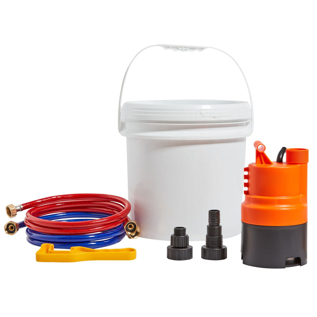 Tankless Water Heater Flushing Kit, Includes Efficient Pump & 3.7 Gallon Pail & 2 Hoses, Wrench and Adapter for Quick Install, Easy to Start Water Heater Flush Descale Kit Anti-corrosion