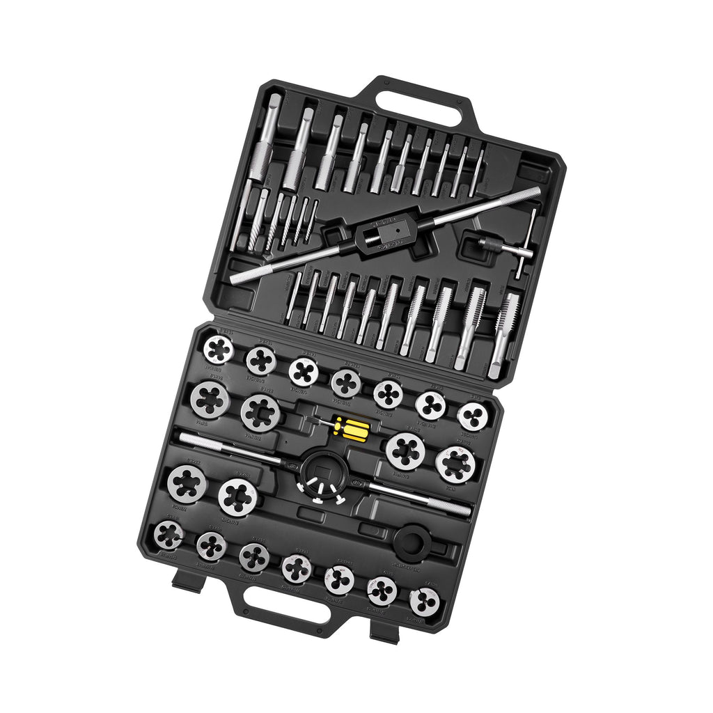 Tap and Die Set, 51-Piece Metric Sizes M6 to M24, with Coarse and Fine Thread Taps and Dies, Wrench, Carrying Case and Complete Accessories, Bearing Steel, for Threading and Rethreading Threads
