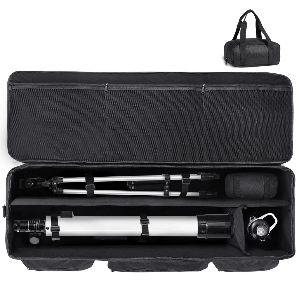 Telescope Case, 40.7", Telescope Large Storage Bag with Fixed Buckles, Multi-Pocket & Detachable Divider, Shock-Absorbent Telescope Carrying Case for Optical Tube & Tripod, Counterweight Pocket