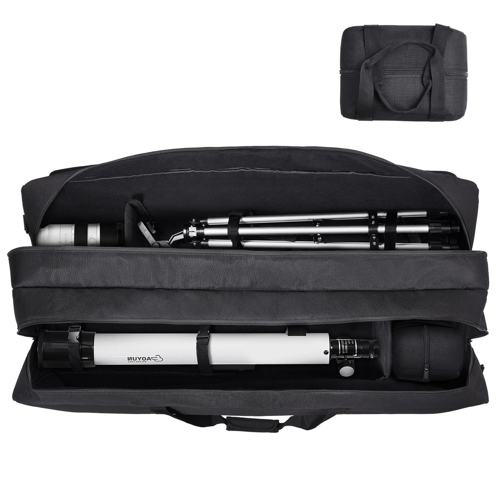 Telescope Case, 41", Telescope Large Storage Bag with Fixed Buckles, Multi-Pocket and Detachable Divider, Shock-Absorbent Telescope Carrying Case for Optical Tube & Tripod, Counterweight Pocket