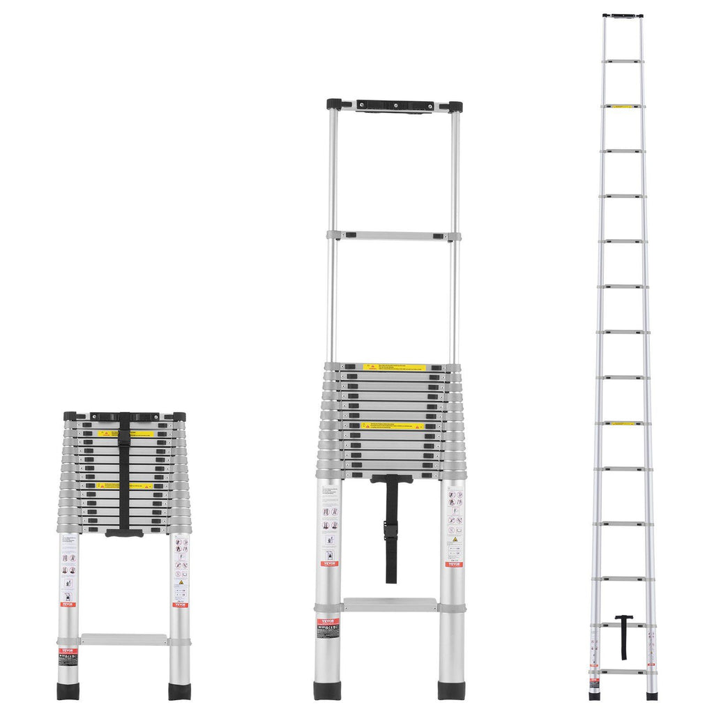 Telescoping Ladder, 20.3FT Aluminum Lightweight Extension Ladder, Multi-button Retraction Collapsible Ladder, 419 LBS Capacity with Non-slip Feet, Portable Compact Ladders for Home, RV, Loft