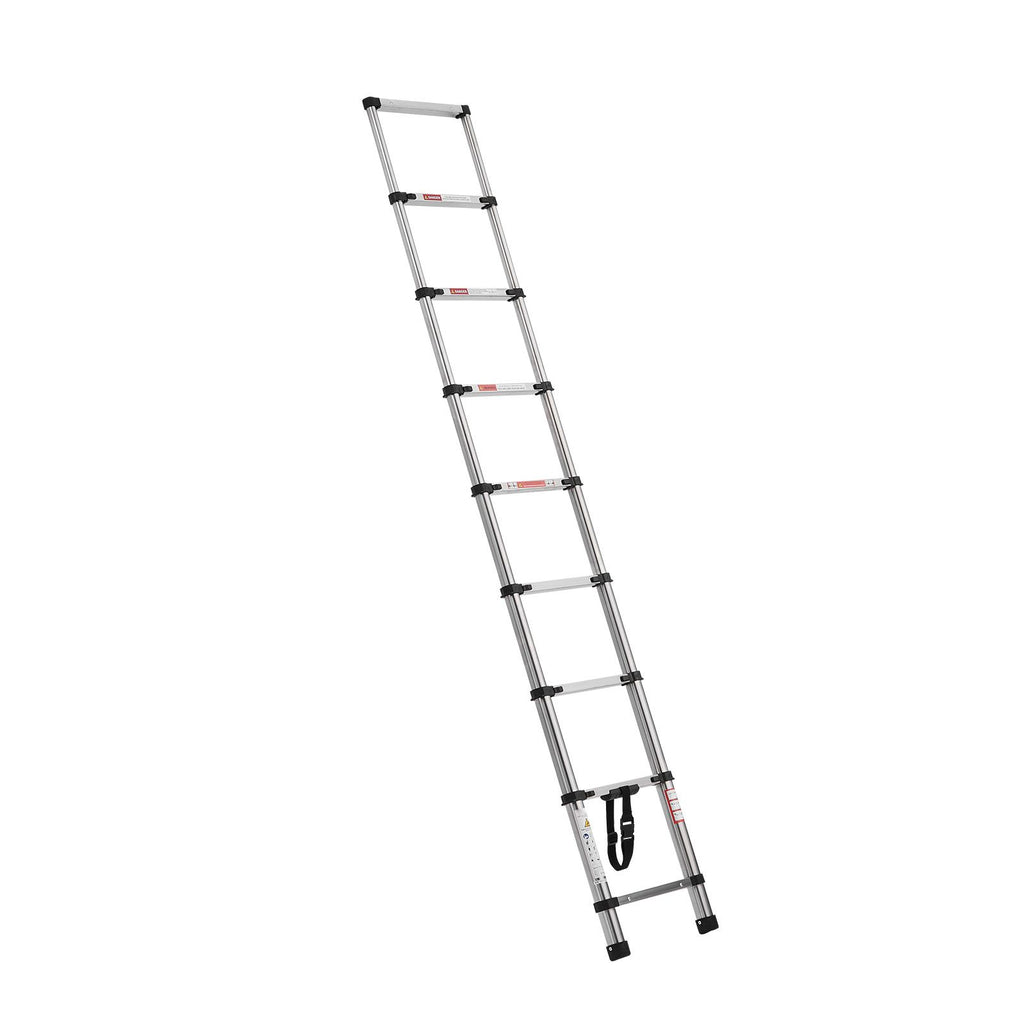 Telescoping Ladder, 8.5ft Stainless Steel Lightweight Extension Ladder, Multi-Button Retraction Collapsible Ladders, 330LBS Capacity & Non-Slip Feet, Portable 9-Step Ladders for Home, RV, Loft