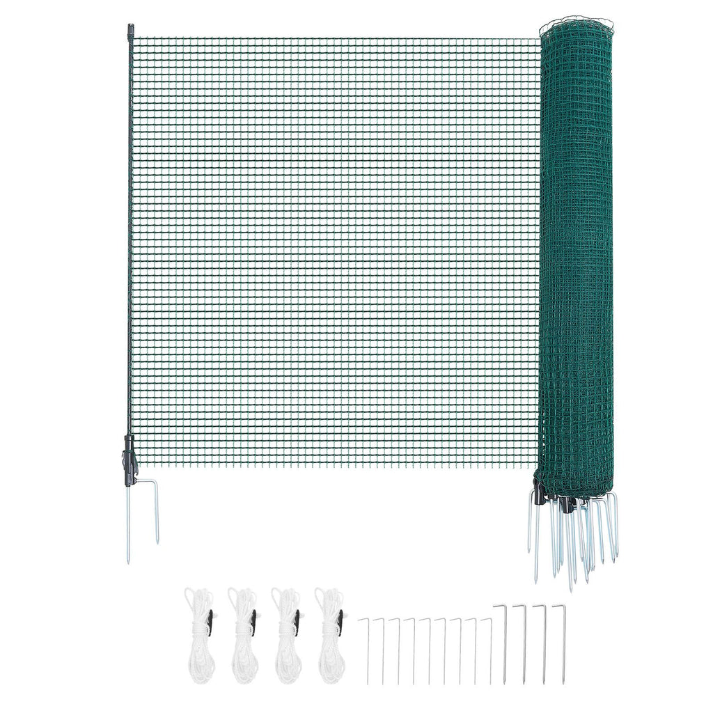 Temporary Fence with Posts, 3.9 x 49.2 FT Plastic Mesh Fencing, Garden Safety Fences Netting with Double-Spike Stakes & Guy Ropes, Temporary Fence for Dogs, Chickens, Plants, Outdoor Yards