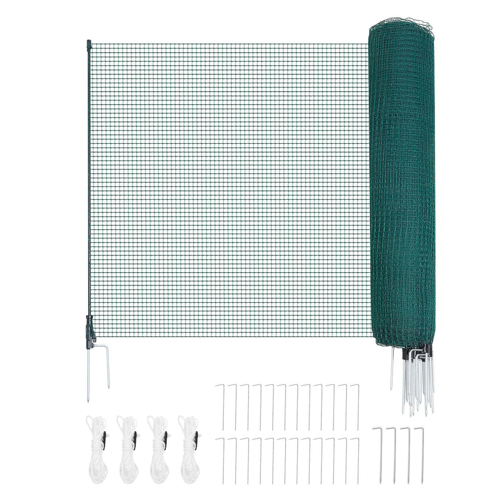 Temporary Fence with Posts, 3.9 x 98.4 FT Plastic Mesh Fencing, Garden Safety Fences Netting with Double-Spike Stakes & Guy Ropes, Temporary Fence for Dogs, Chickens, Plants, Outdoor Yards