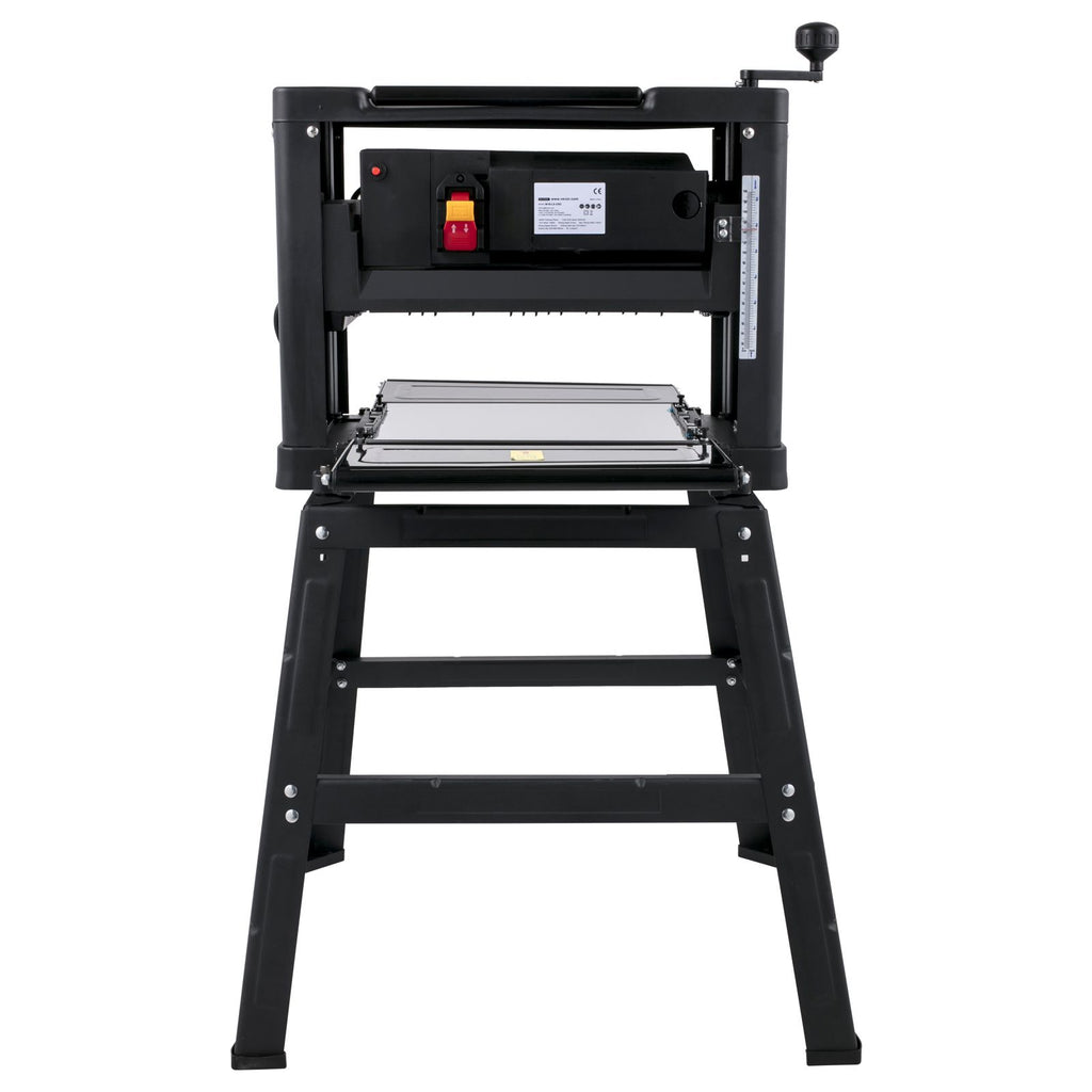 Thickness Planer 12.5 inch Wood Planer Foldable 1500W Thickness Planer Woodworking 315\"/min Feed Rate Double Cutter Benchtop Thickness Planer with Dust Exhaust Interface Stand for Woodworking