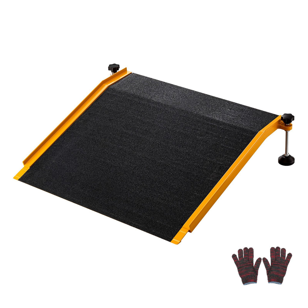 Threshold Ramp for Doorways, 26.4 x 31.9 in, Platform Aluminum Wheelchair Ramp with Adjustable Height, Non-Slip Door Threshold Ramps, 400 lbs Load Capacity, for Home Steps, Wheelchairs, Walkers