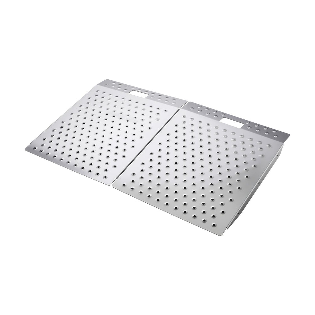 Threshold Ramp for Doorways, 29.5 x 24.3 in, Platform Aluminum Wheelchair Ramp, Non-Slip Door Threshold Ramps, 750 lbs Load Capacity, for Home Steps, Curbs, Wheelchairs, Walkers, Scooter, Carts