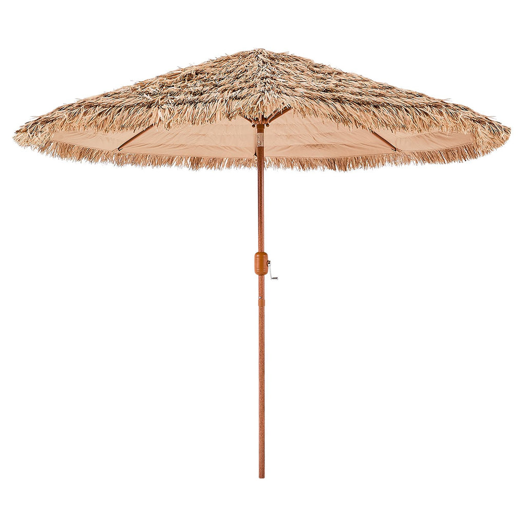 Tiki Umbrella, 9 ft Thatched Patio Umbrella with Tilt, Hawaiian Style Beach Parasol with Durable PP Thatch and 8 Metal Ribs, Grass Pool Umbrellas for Beach, Patio, Poolside, Backyard & Garden
