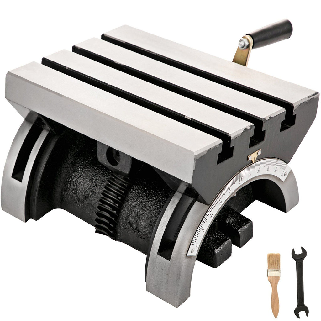 Tilting Milling Table 7x5inch Tilting Angle Milling Machine 0-90°Adjustable Swivel Angle Plate with 3 T-slots and an Adjustable Crank Handle Heavy Duty Tilting Milling Machine for Grinding