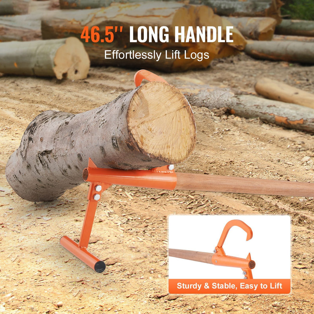 Timberjack, 46.5 in, Heavy Duty Log Lifter with Wooden Handle, Log Roller with Adjustable Cant Hook, Logging Tools Log Jack for Logs Ups to 15" Dia, Timber Jack for Rolling Cutting Lifting Logs