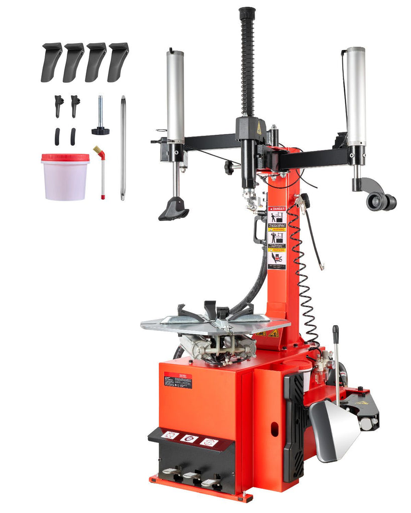 Tire Changer Machine, 1.5HP Copper Motor, Durable Tire Changer with Air Pressure Gauge & Pneumatic Assist Arm, Pedal Operated Tire Changer with Thickened Chuck, Fit for Sedan/SUV/Pickup Truck