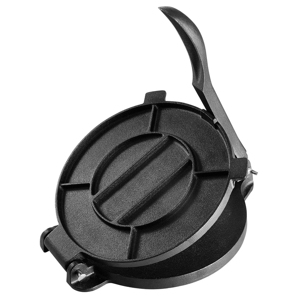 Tortilla Press, 8 Inch Tortilla and Roti Maker, Cast Iron Heavy Duty Tortilladora Press, Pre-Seasoned Pataconera Maker with 100 Pcs Parchment Paper, Dough Maker for Flour Tortilla, Tawa, Silver