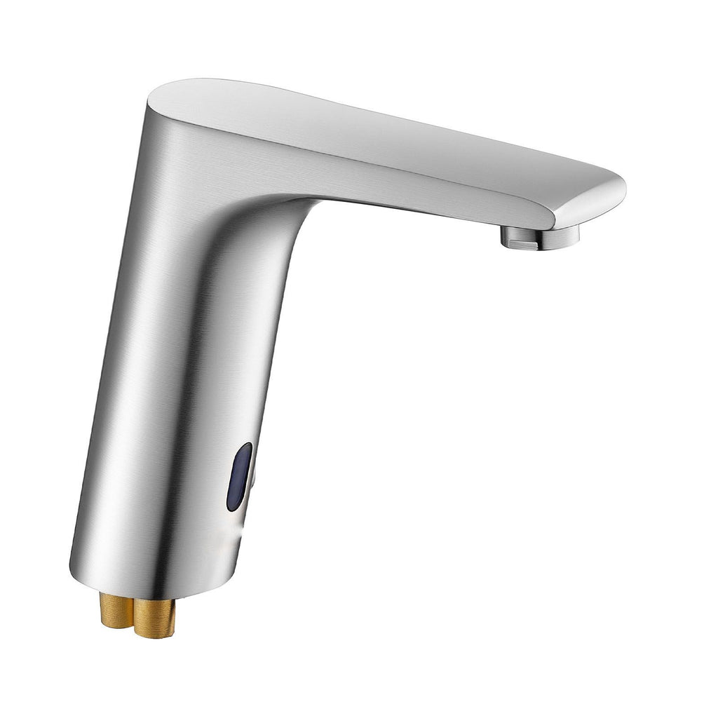 Touchless Bathroom Sink Faucet, Automatic Motion Sensor Restroom Toilet Faucet, HandsFree Adjustable Cold Hot Single Handle Water Mixer Battery Operated for 9/16 in Pipe,Brushed Nickel Silver
