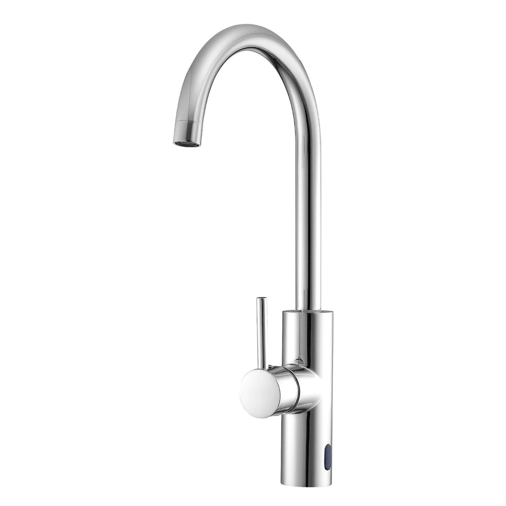 Touchless Kitchen Bar Sink Faucet, Single Handle Automatic Motion Sensor Bathroom Faucet, Hands-Free Adjustable Cold Hot Water Mixer Flexible Swivel for 9/16 in Pipe,Chrome Plated Silver