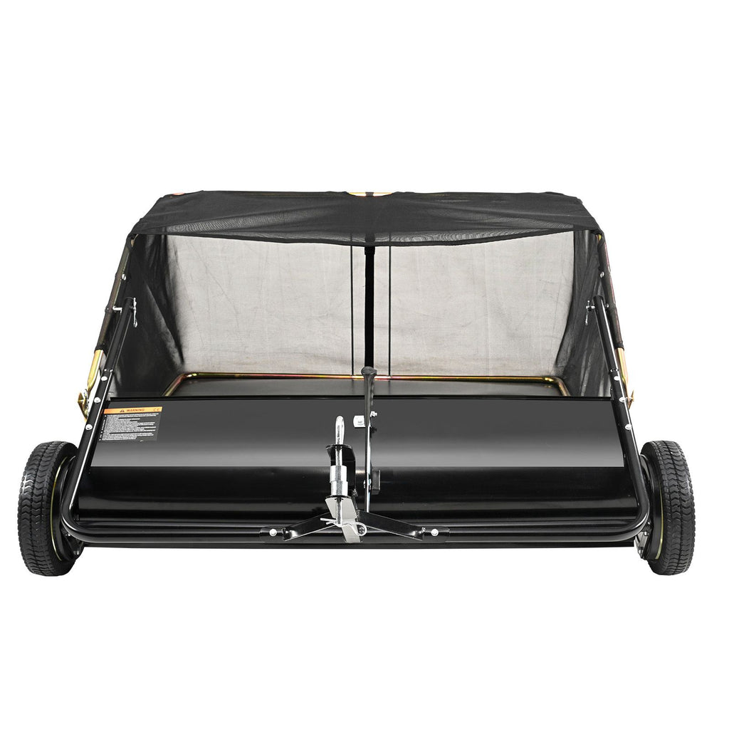 Tow Behind Lawn Sweeper, 44 in Pull Behind Lawn Sweeper, 25 cu. ft Large Capacity Leaf & Grass Collector, Heavy Duty Garden Sweeper with Adjustable Sweeping Height for Yard, Lawn, Farm