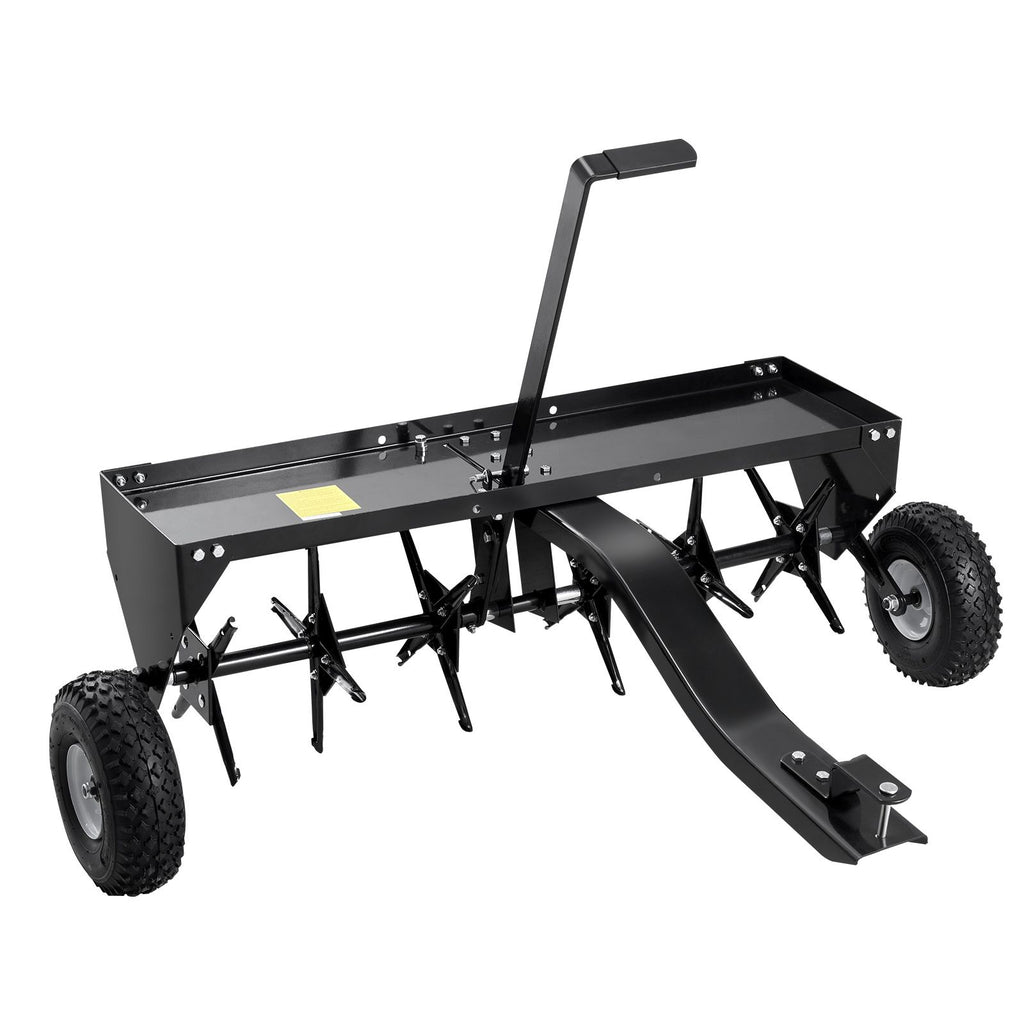 Tow Behind Plug Aerator, 40-Inch Tow Behind Lawn Plug Aerator with Universal Hitch, Pull Behind Aerator with Iron Spikes Alternately Arranged, Lawn Aerator Tow Behind for Gardens, Lawns, Farms
