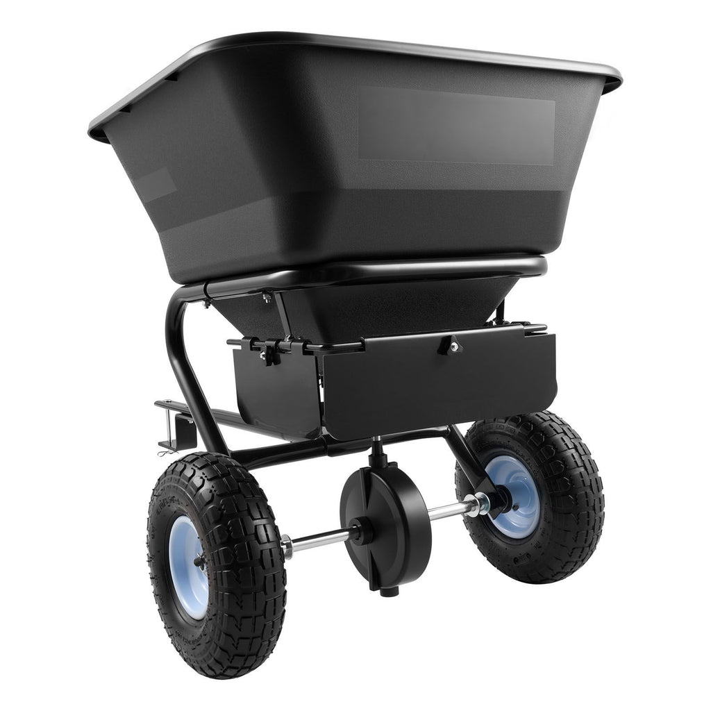 Tow-Behind Spreader, 9.8 ft Spreading Width, Broadcast Spreader with 10" All-Terrain Tires, 85 lbs Capacity Hopper, Adjustable Flow Control, Lawn Spreaders for Seed Fertilizer Ice Melt