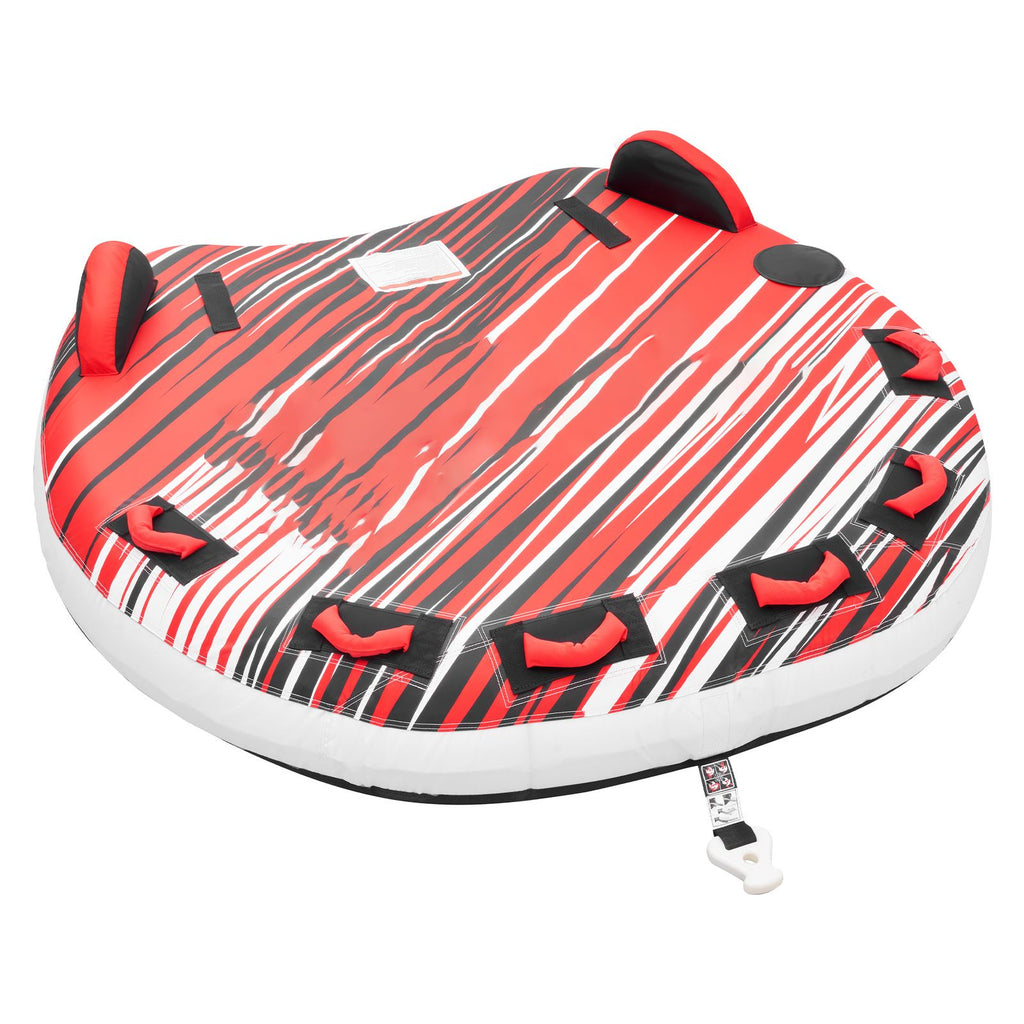 Towable Tube for Boating, 3 Riders Inflatable Boat Tubes and Towables, 510 lbs Capacity Water Sport Towable Tube for Boat to Pull - with Fins, Full Nylon Cover, Padded Handles & Safety Valve