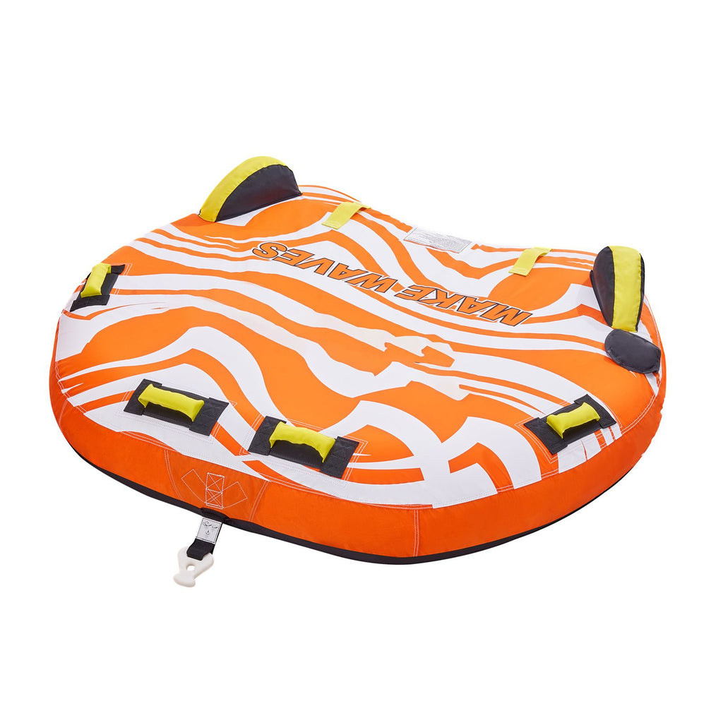 Towable Tubes for Boating, 1-2 Riders Inflatable Towable Tube for Boat to Pull, 340lbs Capacity Boat Tubes and Towables for Water Sports - with Fins, Double-Stitched Nylon Cover & Padded Handles