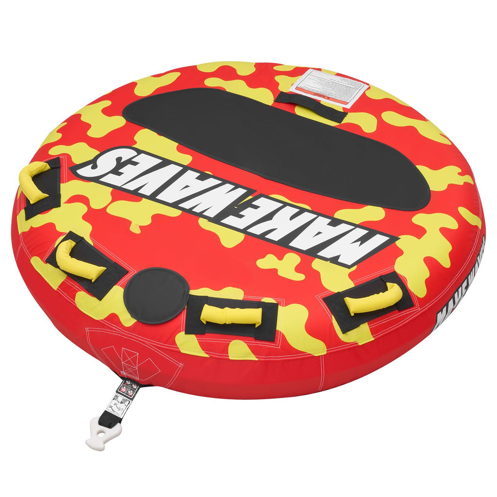 Towable Tubes for Boating, 2-Rider Inflatable Boat Tubes and Towables, 340lbs Capacity Water Sport Tube for Boat to Pull - with Anti-Slip Pad, Full Nylon Cover, Padded Handles & Safety Valve