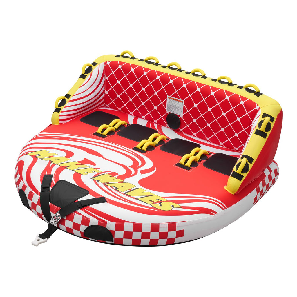 Towable Tubes for Boating, 4-Rider Inflatable Towable Tube for Boat to Pull, 680 lbs Capacity Water Sports Boating Tubes - with Full Nylon Cover, Dual Tow Points, Safety Valve & Padded Handles
