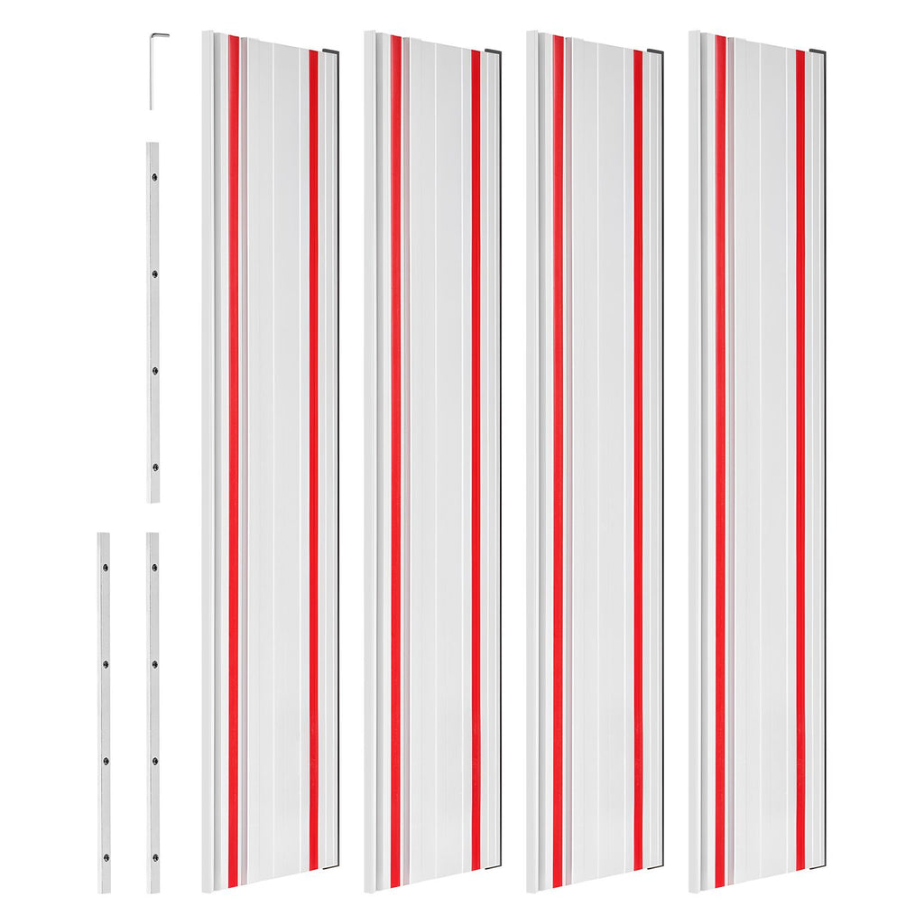 Track Saw Guide Rail, 110-Inch Cutting Range, Kit Includes 4 x 27.5 in Aluminum Extruded Guide Rails and 3 Connectors, Compatible with Makita, Festool & WEN Track Saws, for Woodworking Projects