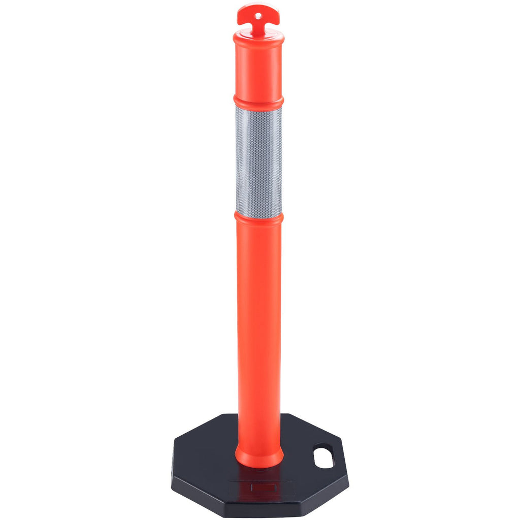 Traffic Delineator Post Cones, 2 Pack, Traffic Safety Delineator Barrier with 16.93 x 16.93 in Rubber Base, for Traffic Control Warning Outdoor Indoor Use Parking Lot Construction Caution Roads