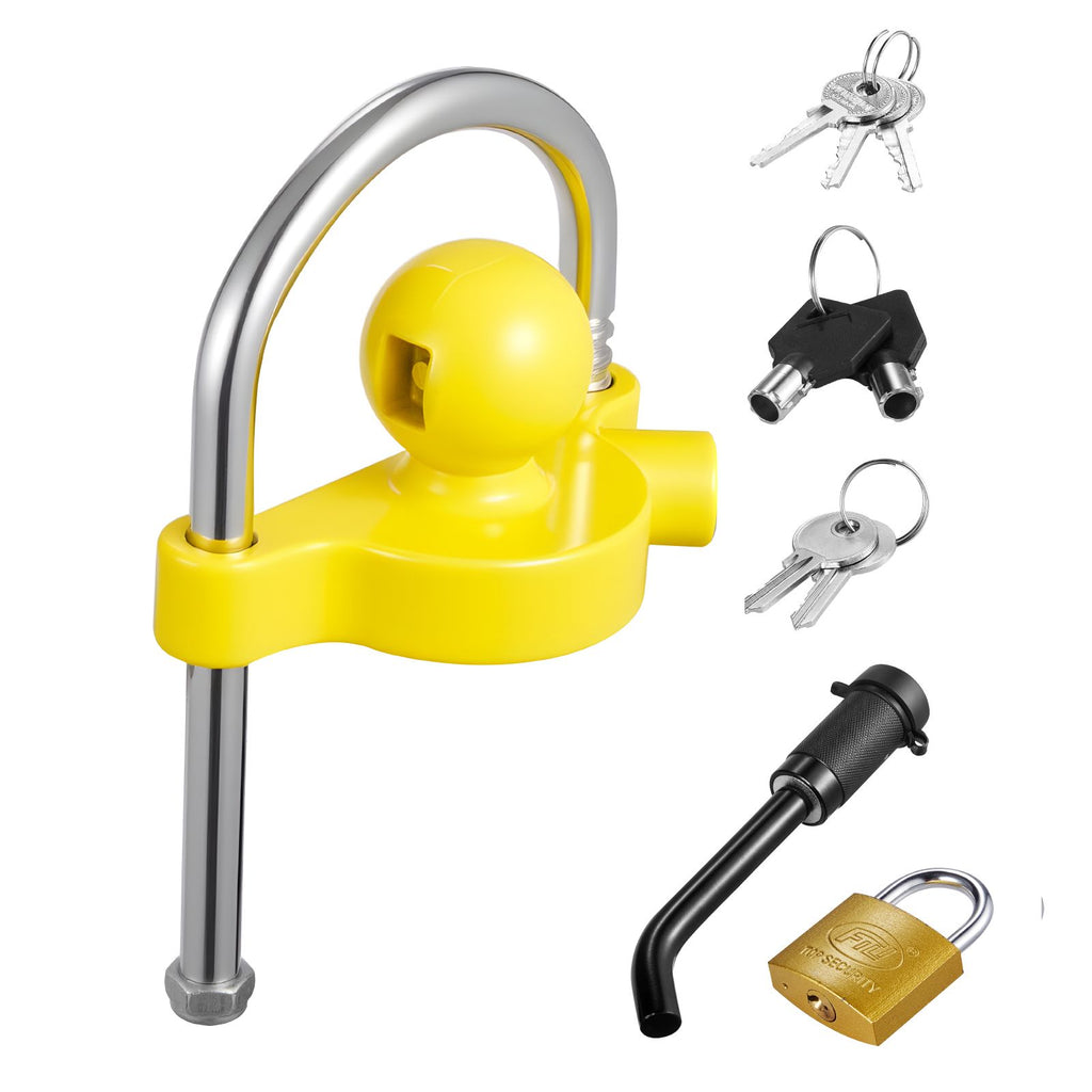 Trailer Hitch Lock Kit, Fits for 1-7/8 in, 2 in, 2-5/16 in Couplers, Heavy-Duty Anti-Theft Trailer Ball Lock with Keys, Prying-Resistant, Adjustable Height Design for RVs, Boats, Trailers
