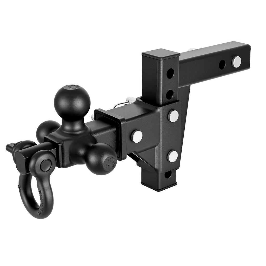 Trailer Hitch Tri Ball Mount with D Shackle, Fit 2 Inch Receiver, 1-7/8 Inch, 2 Inch and 2-5/16 Inch Balls, 10000 lbs GTW, 6 Inch Drop, Towing Hitch for RVs, Off-Road Vehicles and Trucks
