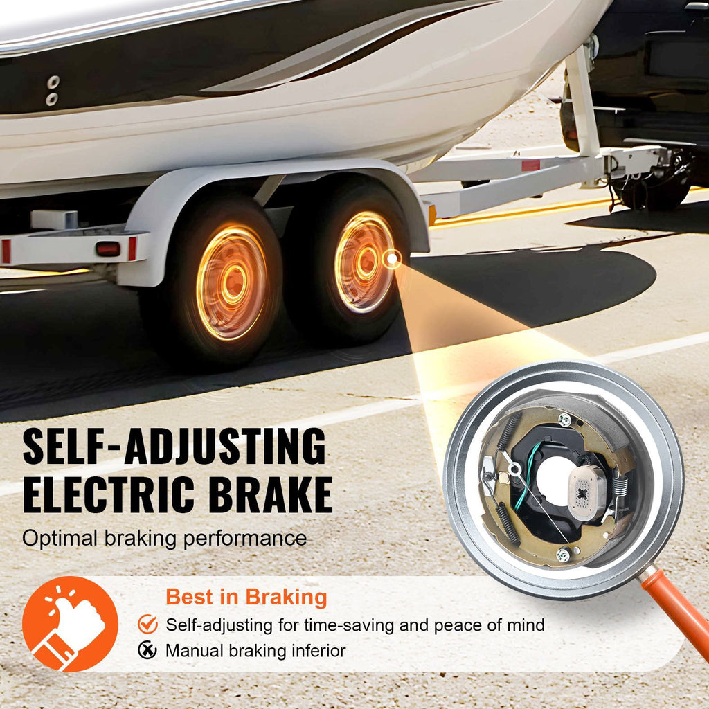 Trailer Hub Drum Kits 5 on 4.5" B.C. with 10" x 2-1/4" Electric Brakes, Self-Adjusting Trailer Brake Assembly for 3500 lbs Axle, 4-Hole Mounting, Backing Plates for Brake System Part Replacement image 2