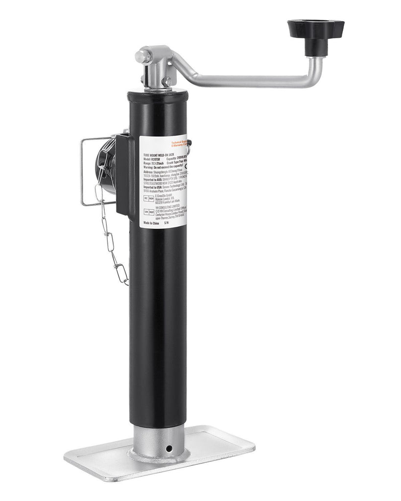 Trailer Jack, 2000 lbs Dynamic Load Capacity, Weld-on Pipe-Mount Swivel Trailer Jack, 10" Lift Trailer Jack Stand with Handle for RV Trailer, Horse Trailer, Utility Trailer, and Yacht Trailer