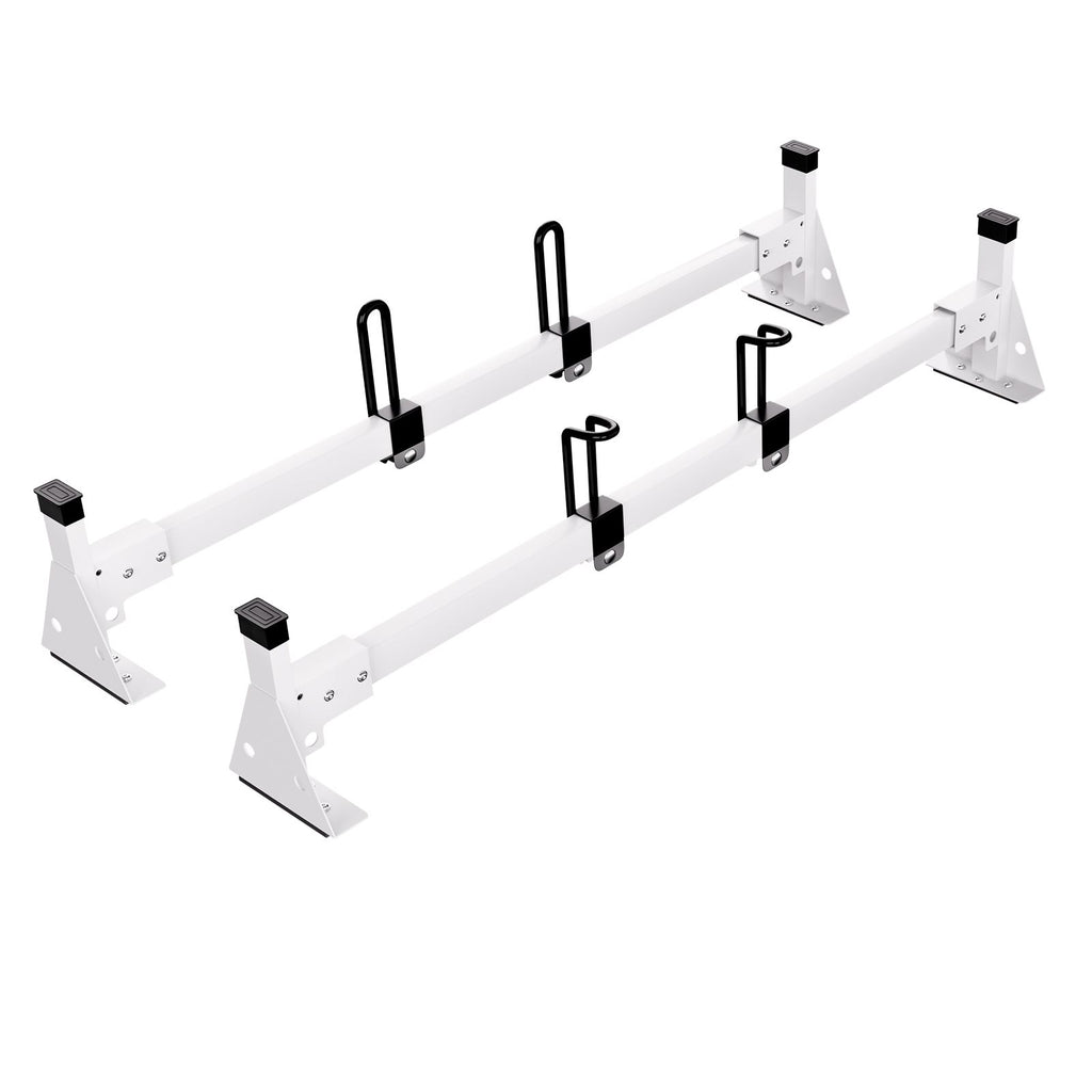 Trailer Ladder Rack, 54" 2 Crossbars Ladder Roof Rack, Heavy-duty Steel Van Roof Ladder Rack, 600 lbs Capacity Van Ladder Rack with Straps, Fit for Ford Transit 150, 250, 350, 2015-2022