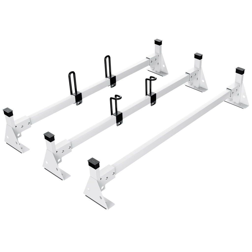 Trailer Ladder Rack, 54" 3 Crossbars Ladder Roof Rack, Heavy-duty Steel Van Roof Ladder Rack, 800 lbs Capacity Van Ladder Rack with Straps, Fit for Ford Transit 150, 250, 350, 2015-2022